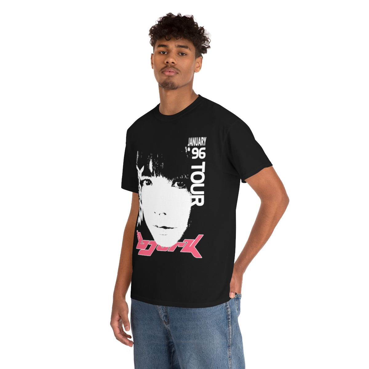 Bjork 1996 January Tour Vintage Vibe T-shirt (White / Pink)