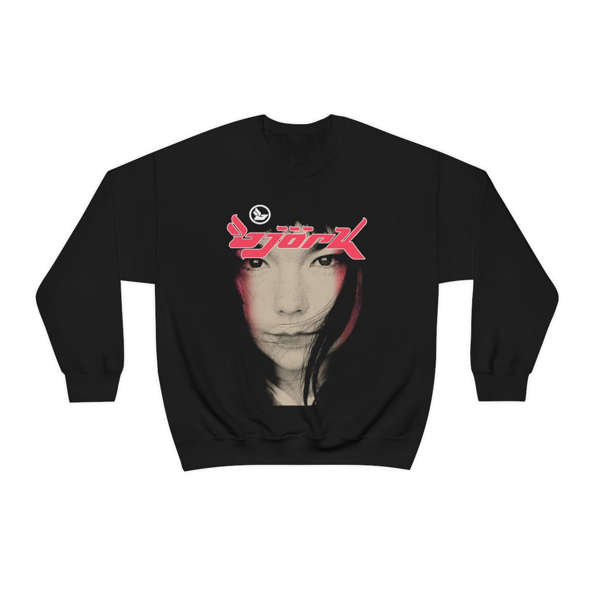 Bjork Homogenic Face Photograph Logo Crewneck Sweater (Pink)