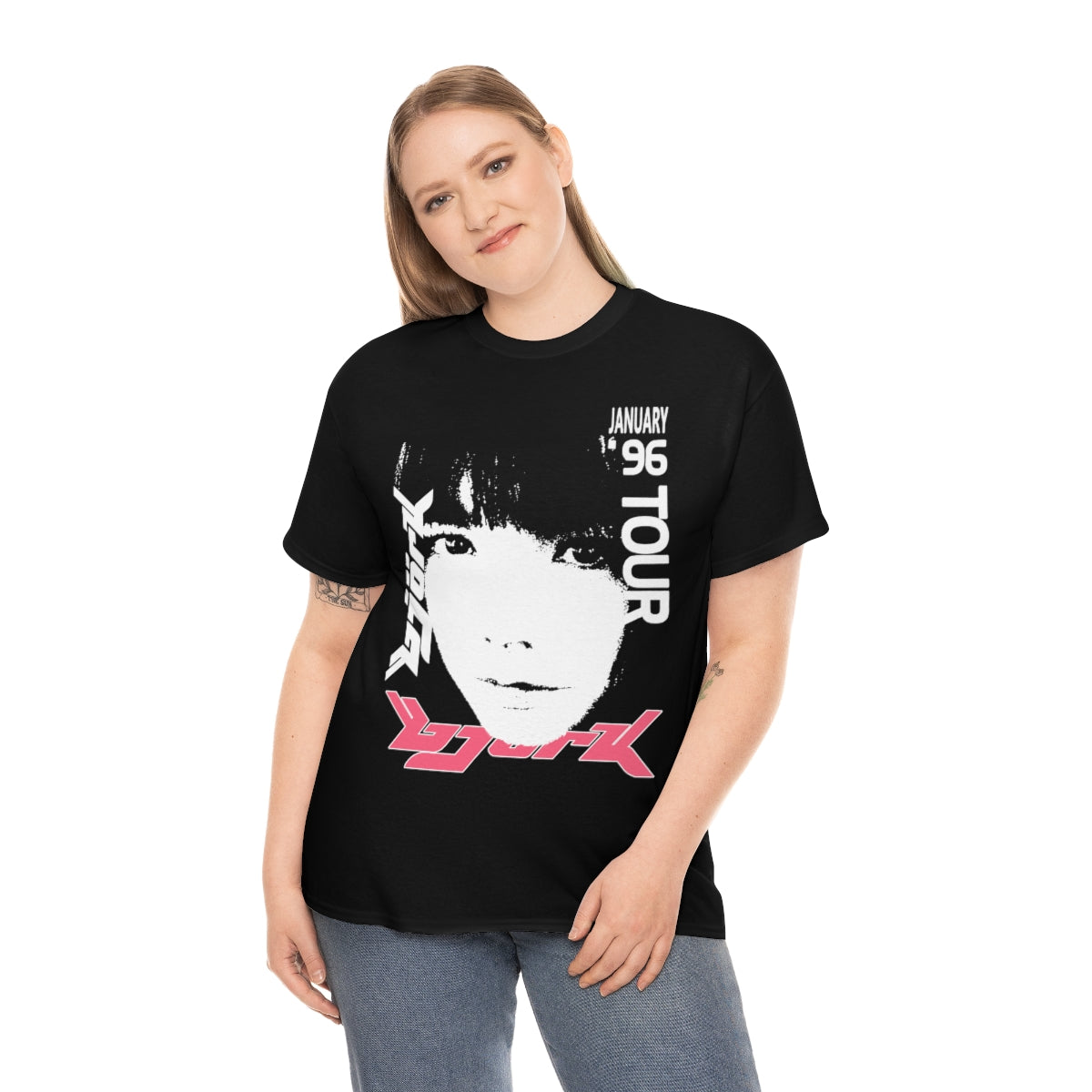 Bjork 1996 January Tour Vintage Vibe T-shirt (White / Pink)