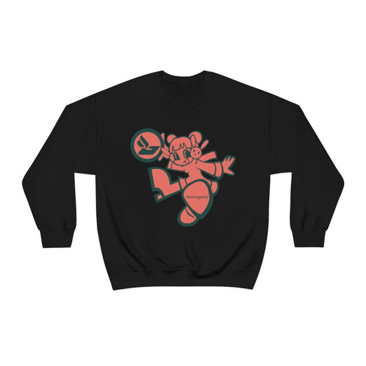 Bjork Homogenic Fly Girl Graphic Crewneck Sweater (Dark Pink / Dark Green)